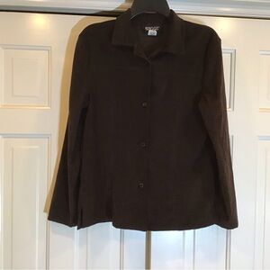 VTG Brown Faux Suede Layering Shirt/Jacket Sz 8 Western Elavated Capsule Edgy